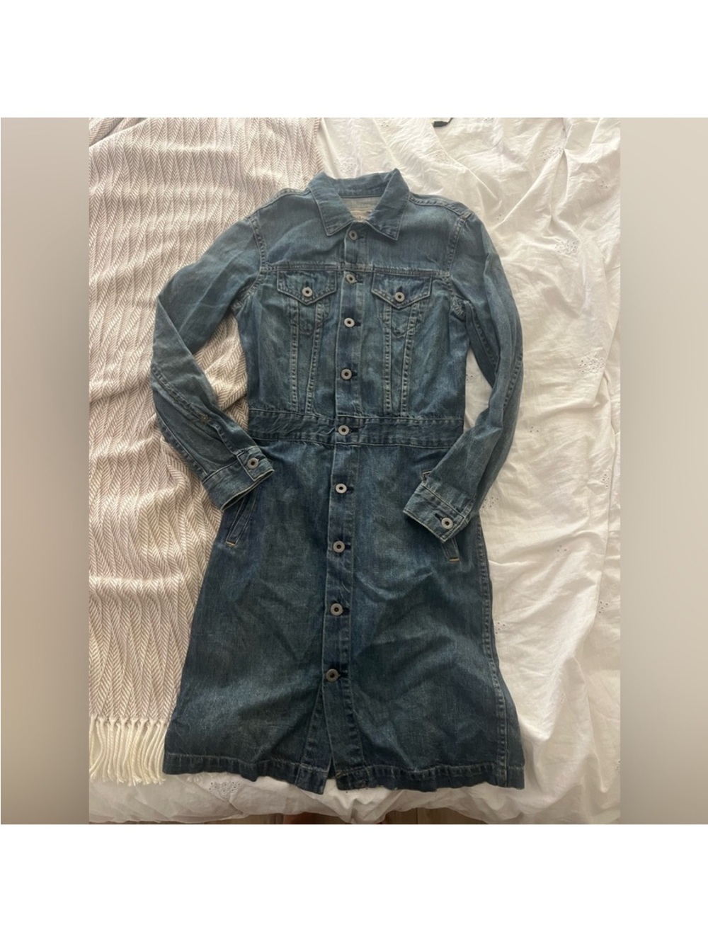 RARE Polo Ralph Lauren NWOT Denim Button-Front Long Sleeve Jacket Dress - Blue